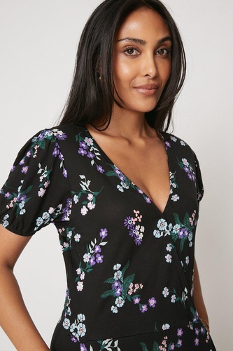 Petite Lilac Floral Jersey Midi Dress