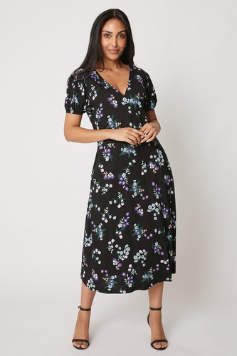 Petite Lilac Floral Jersey Midi Dress