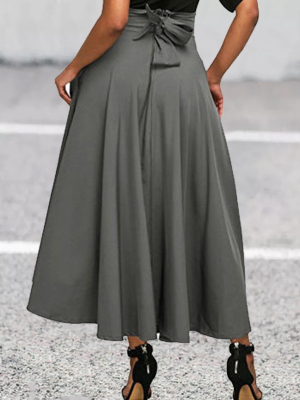 Casual Solid Color High Waist Skirt