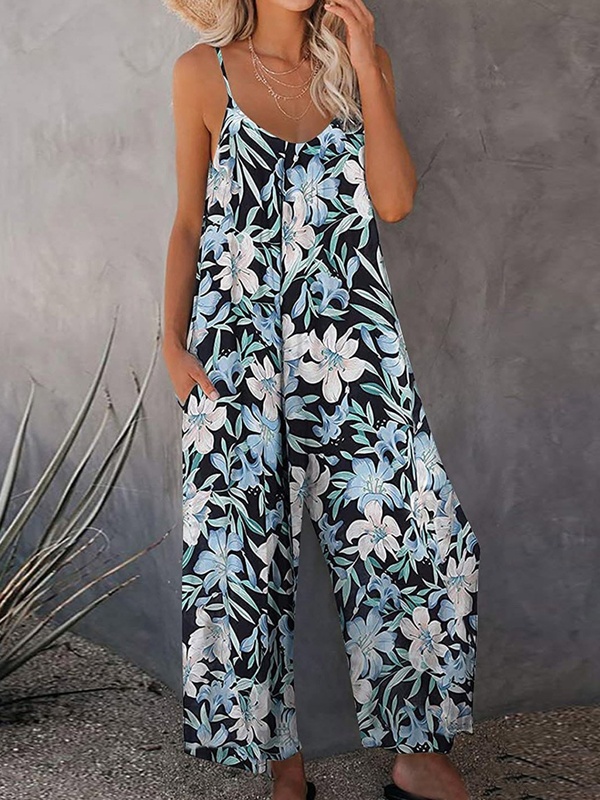 Loose Casual Floral Print Jumpsuit