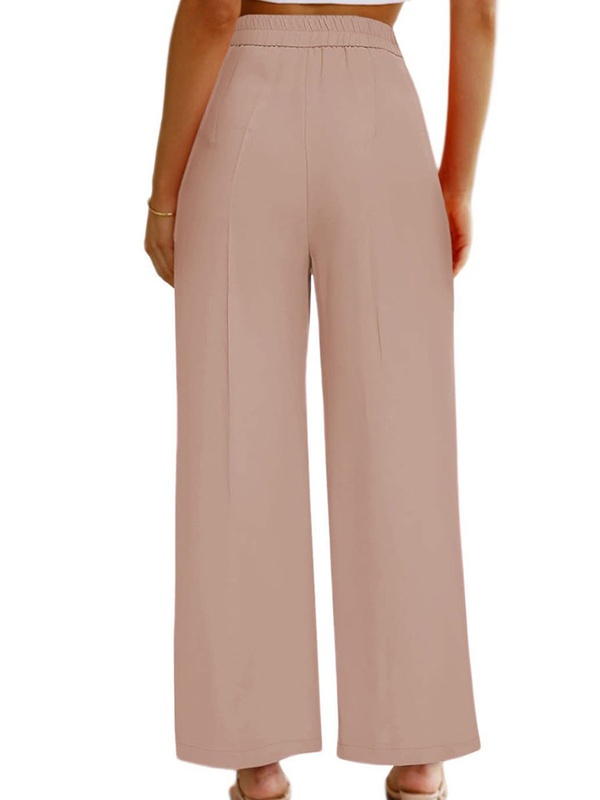 Casual High Waist Button Pocket Wide Leg Casual Pants