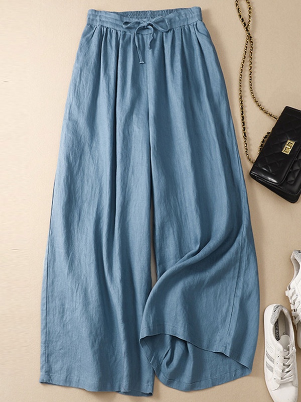 Loose Casual Wide Leg Elastic Waist Pants