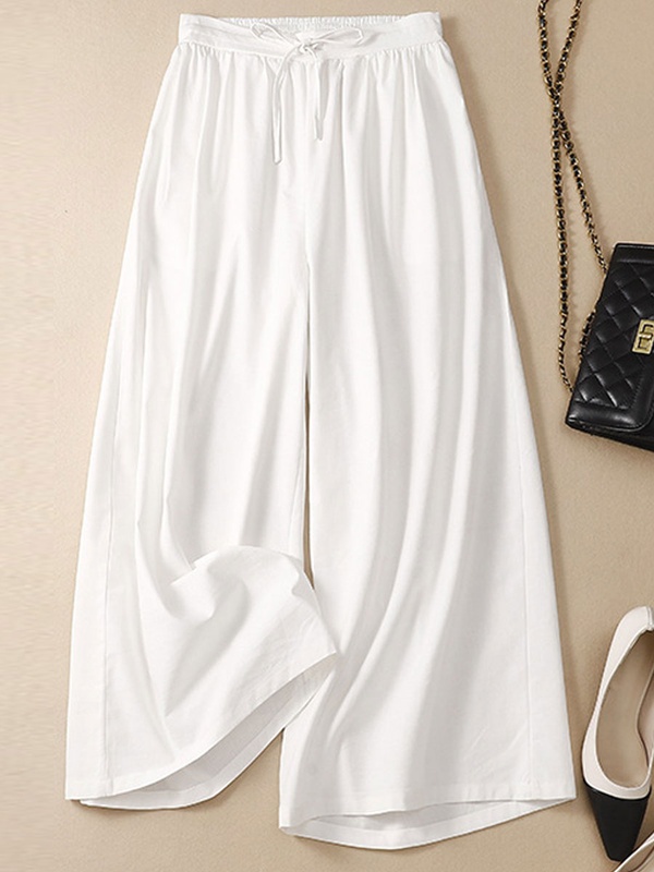 Loose Casual Wide Leg Elastic Waist Pants