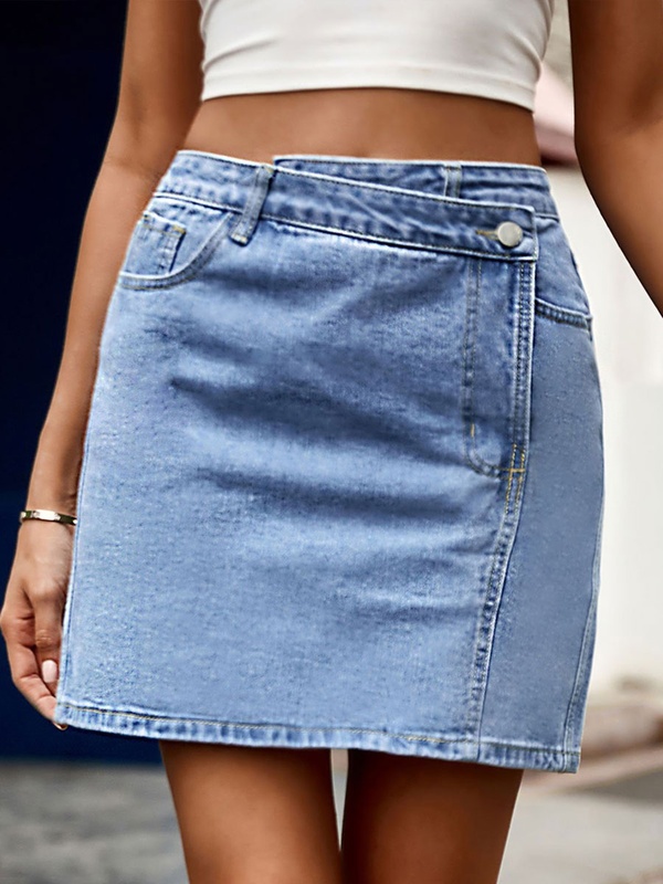 Fashion Irregular Waist Design Denim Skirt