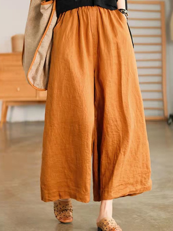 Casual Loose Solid Color Wide Leg Pants