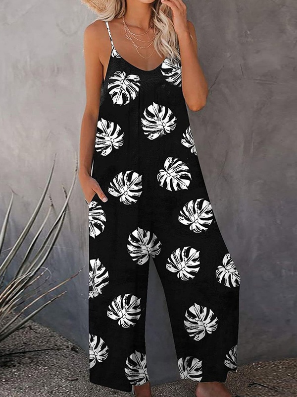 Loose Casual Floral Print Jumpsuit