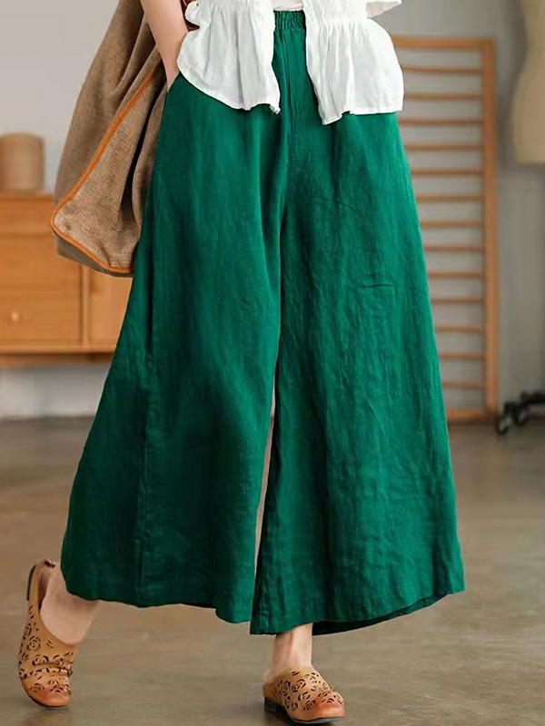 Casual Loose Solid Color Wide Leg Pants