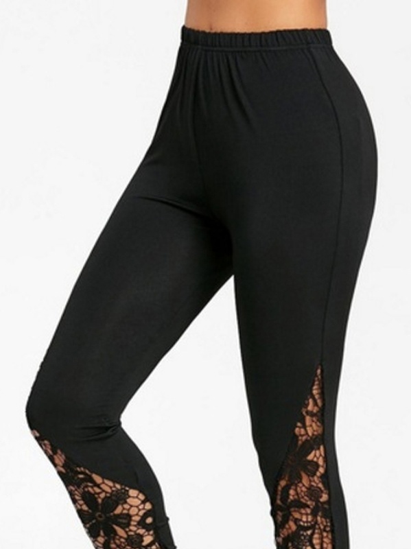 Casual Stitching Hollow Lace Leggings