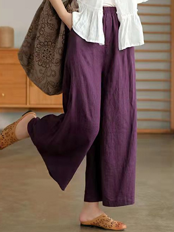 Casual Loose Solid Color Wide Leg Pants