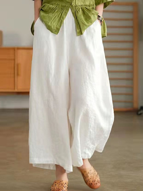 Casual Loose Solid Color Wide Leg Pants