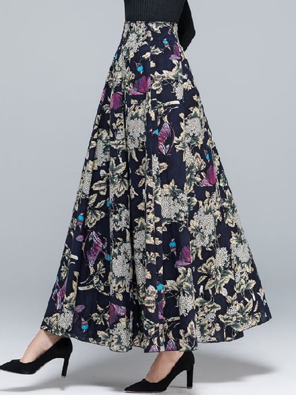 Retro Floral Ethnic Skirt