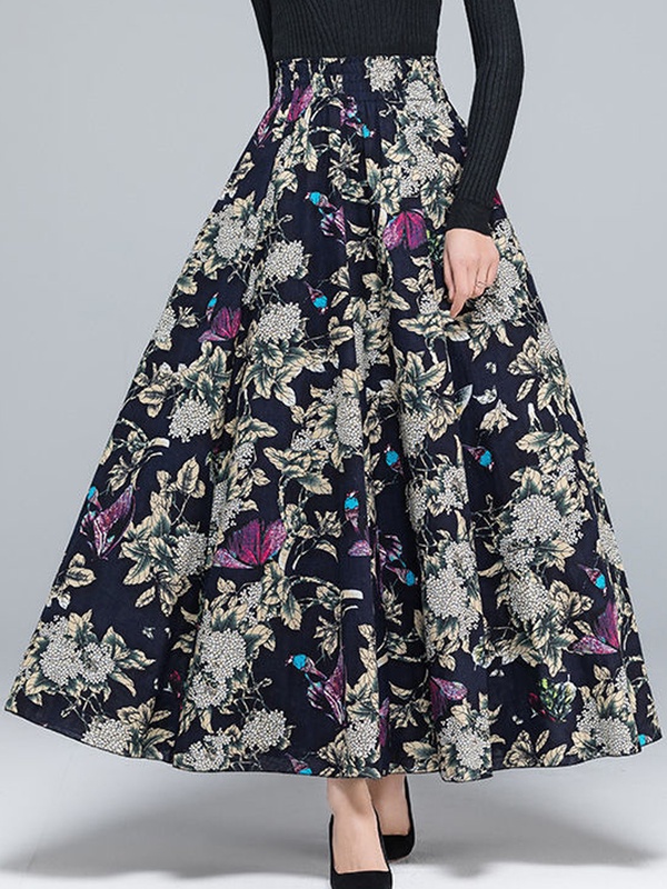 Retro Floral Ethnic Skirt