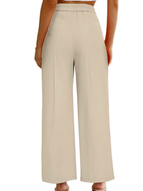 Casual High Waist Button Pocket Wide Leg Casual Pants