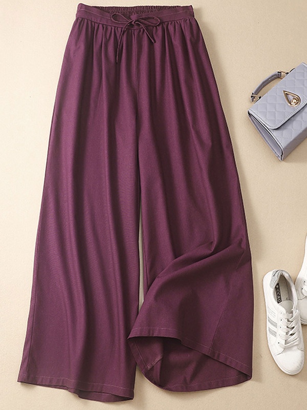 Loose Casual Wide Leg Elastic Waist Pants