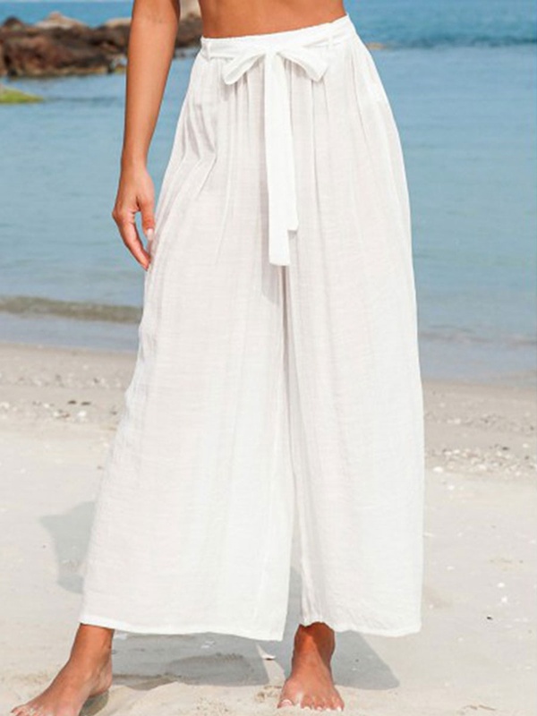 Casual Loose Solid Color Beach Wide Leg Pants