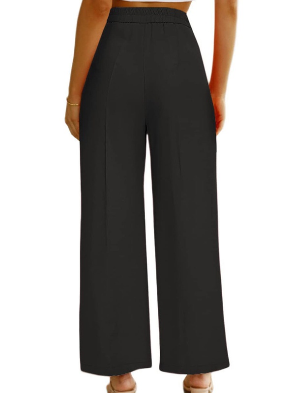 Casual High Waist Button Pocket Wide Leg Casual Pants