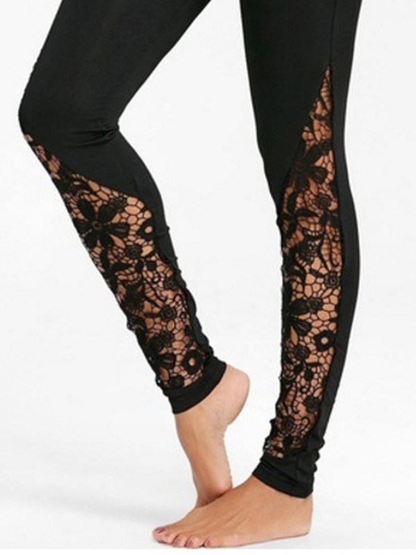 Casual Stitching Hollow Lace Leggings