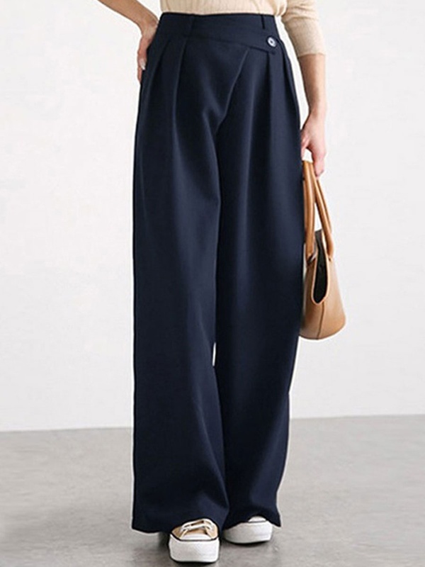 Casual Loose Solid Color Wide leg Pants