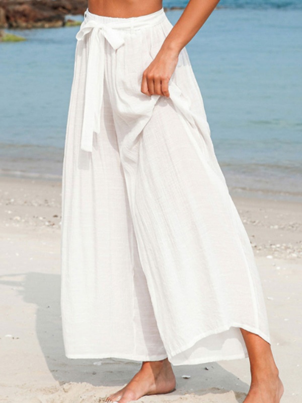 Casual Loose Solid Color Beach Wide Leg Pants