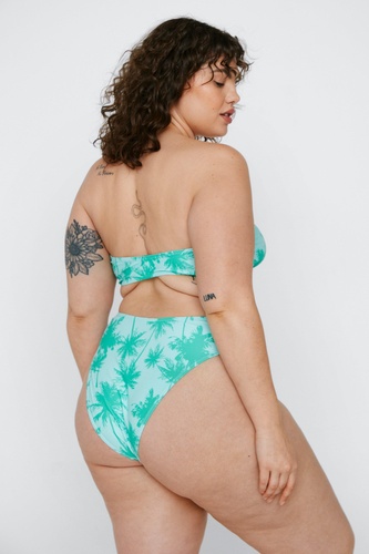 Plus Size Recycled Palm Tree Print Bikini Set