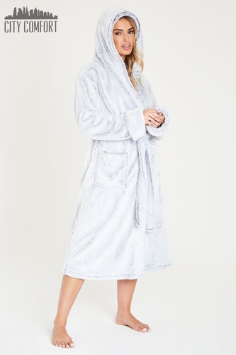 Hooded Fluffy Dressing Gown