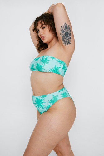 Plus Size Recycled Palm Tree Print Bikini Set