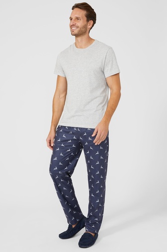 Stag Print Microfleece Straight Leg Pant