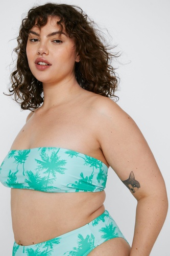 Plus Size Recycled Palm Tree Print Bikini Set