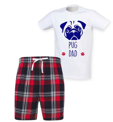 Pug Dad Tartan Short Pyjama Set