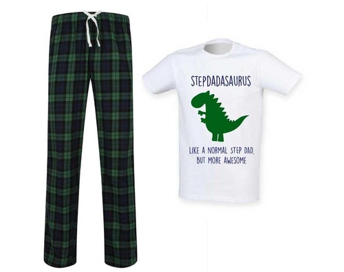 Step Dad Dinosaur Tartan Pyjama Set