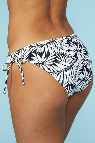 Mono Palm Printed Ruched Bikini Bottom