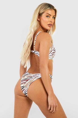 Tiger Print V Bar Strappy Bikini Set