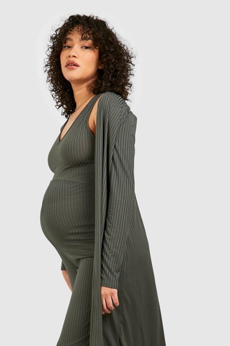 Maternity Rib Jumpsuit amp Duster Lounge Set