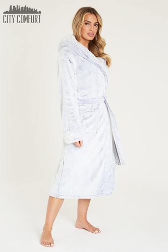 Hooded Fluffy Dressing Gown