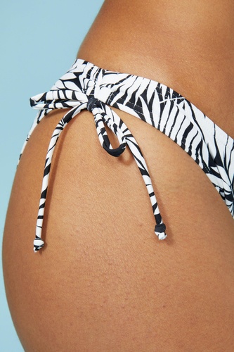 Mono Palm Printed Ruched Bikini Bottom