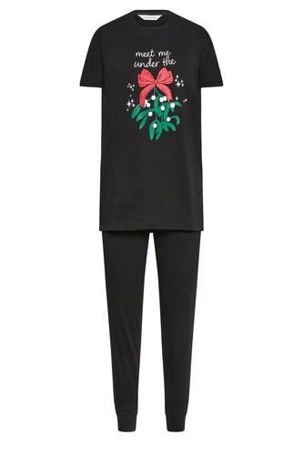 Petite Mistletoe Print Christmas Pyjama Set