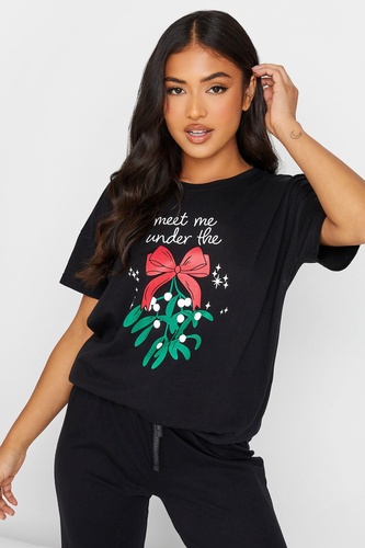 Petite Mistletoe Print Christmas Pyjama Set