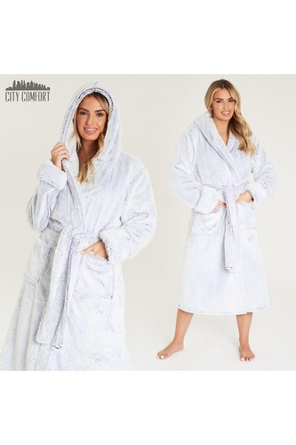 Hooded Fluffy Dressing Gown