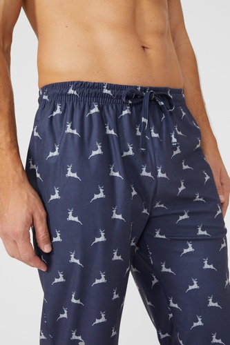 Stag Print Microfleece Straight Leg Pant