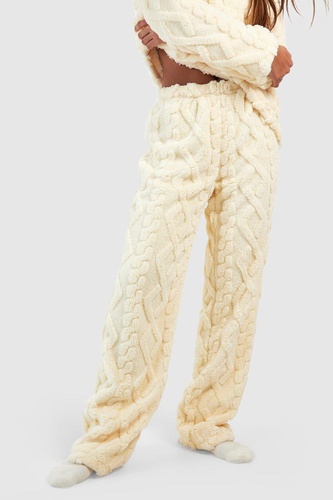 Cable Knit Fleece Lounge Wide Leg Trouser