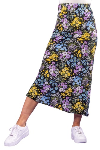 Floral Print Jersey Skirt