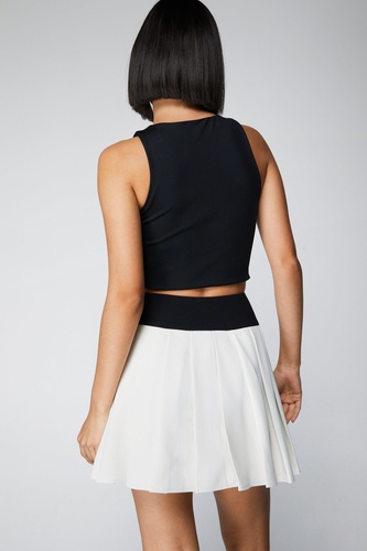 Tailored Colorblock Pleated Mini Skirt