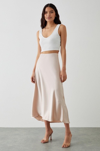 Satin Bias Midi Skirt