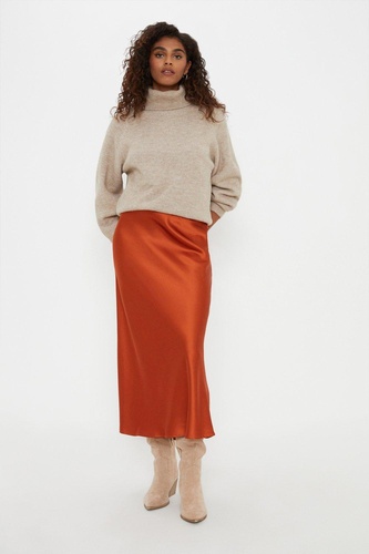 Satin Bias Midi Skirt