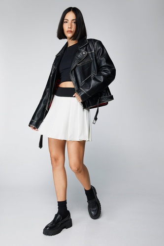 Tailored Colorblock Pleated Mini Skirt