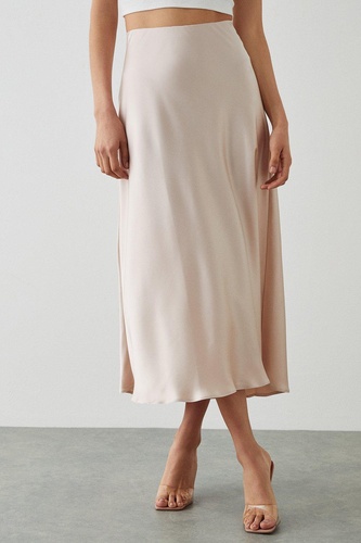 Satin Bias Midi Skirt