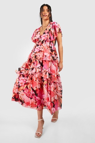 Maternity Occasion Floral Ruffle Midaxi Dress