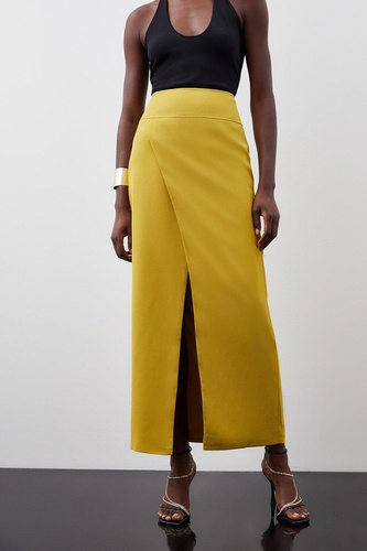 Tall Satin Crepe Split Maxi Skirt