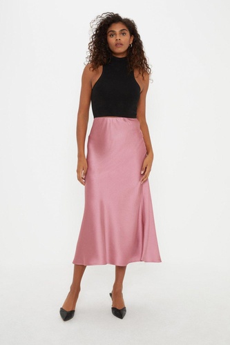 Satin Bias Midi Skirt