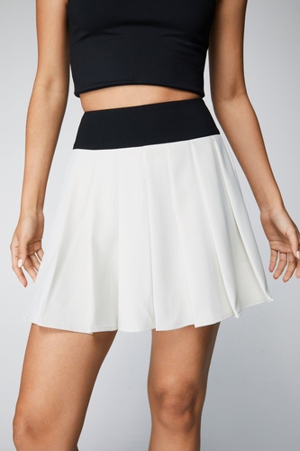 Tailored Colorblock Pleated Mini Skirt